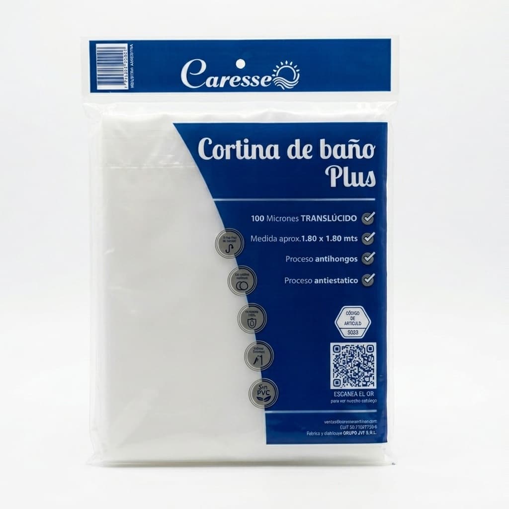 Cortina super pesada cristal plus con ganchos (100 mic)