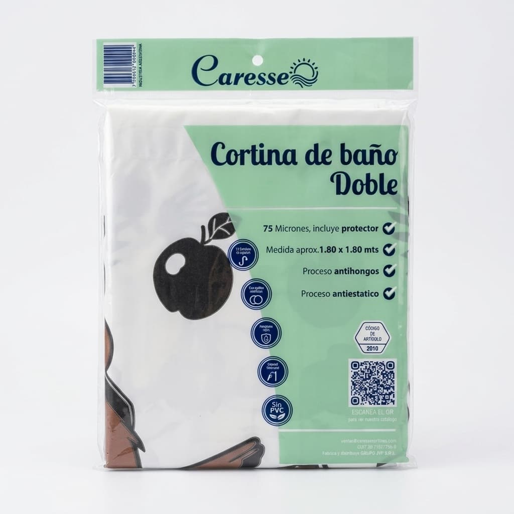Cortina de baño doble pesada con ganchos impresa — foto 8 de 9